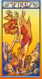 Spirit of Fire, Adult Coloring, Coloring Page, Fantasy Coloring, Line Art, Art Nouveau Coloring Page, Fairy Coloring Page, Printable